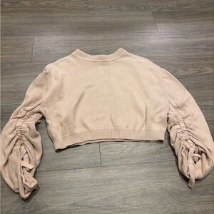 Ruched Sleeve Cropped Sweater